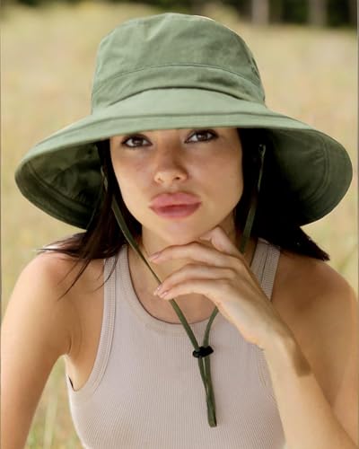 Sun Hats for Women Gardening Hat Wide Brim Ponytail Beach Sun Protection Breathable Cotton Summer Hat with Fold