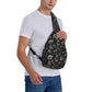 Sling Bag Boho Black Leaf Pattern Hiking Daypack Crossbody Shoulder Backpack Travel Chest Pack for Men Women