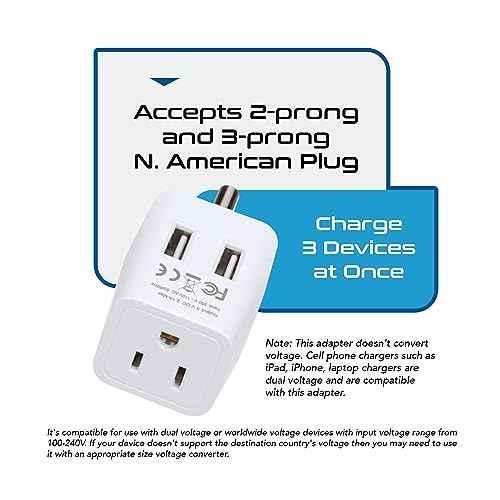 India, Nepal, Bangladesh Travel Adapter Plug with USB-A + USB-C - Type D - Usa Input - Ultra Compact - Safe Grounded Perfect for Cell Phones, Laptops, Camera (CTU-10)