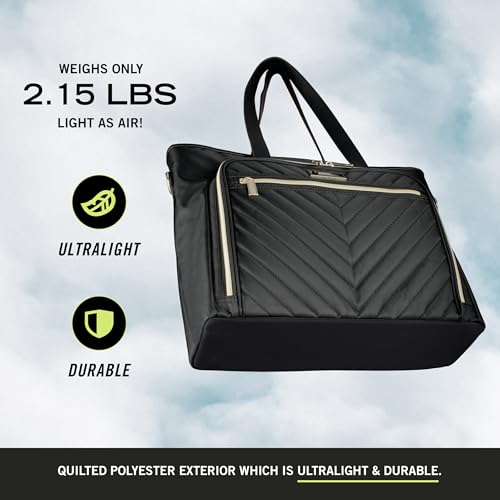Chelsea Quilted Chevron 15" Laptop & Tablet Business Tote with Removable Shoulder Strap