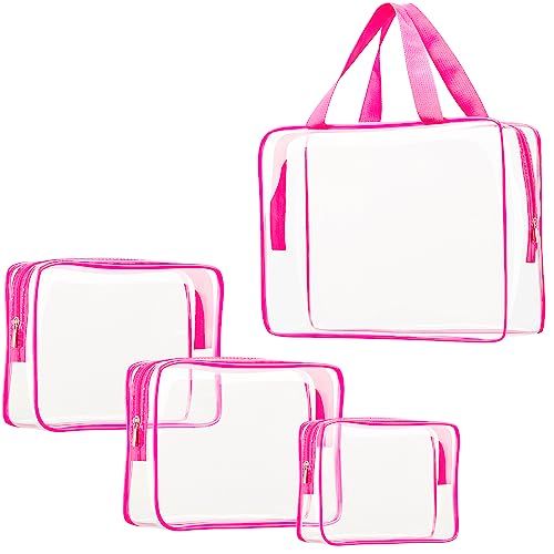 4Pcs Crystal Clear PVC Travel Toiletry Bag Kit for Women Men (4 Count)