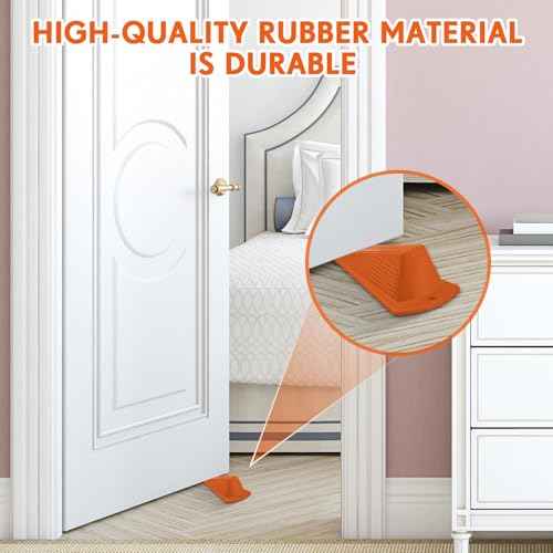 8 Pcs Heavy Duty Rubber Door Stops Wedge Stackable (8 Count)