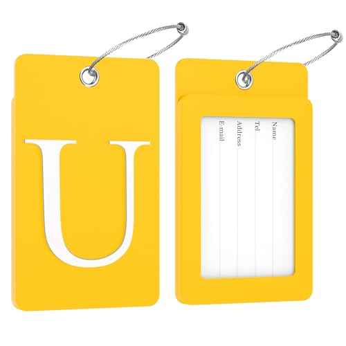 2 Pack Initial Luggage Tags for Suitcases Airplane Travel Essentials (2 Count)