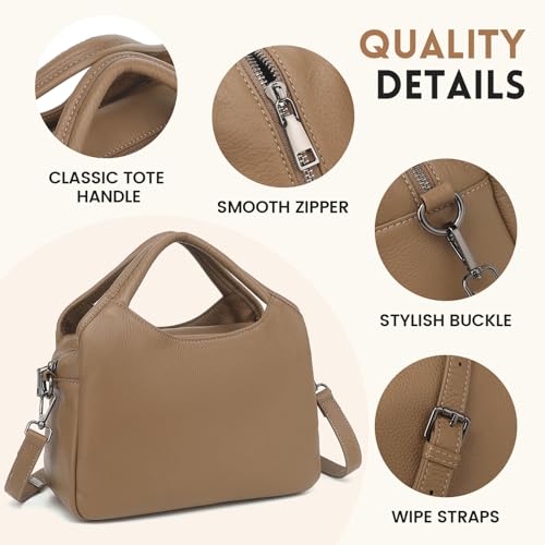 Genuine Leather Purses for Women with Detachable Satchel Strap