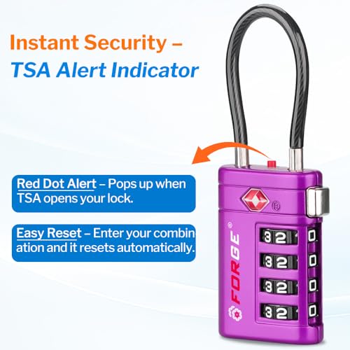 Open Alert Indicator TSA Approved Luggage Locks 4 Digit Combination TSA Travel Locks with TSA008 (2 Count)