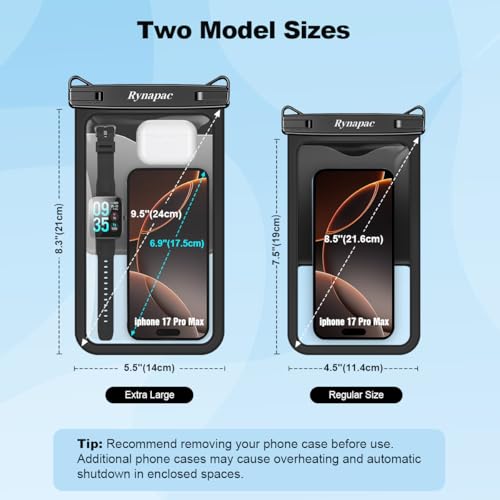 Large Waterproof Phone Pouch Up to 10" (2 Count)