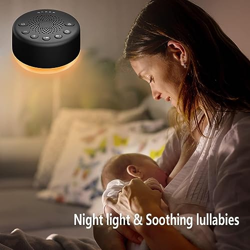 Sound Machine Easysleep White Noise Machine with 25 Soothing Sounds and Night Lights with Memory Function 32 Levels of Volume and 5 Sleep Timer Powered by AC or USB for Sleeping Relaxation