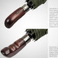 Folding Umbrella Real Wood Handle Auto Open Close Olive Green