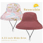 Womens Sun Hats Wide Brim Reversible Bucket Cotton Hat Packable Summer Travel Cap with Hat Clip