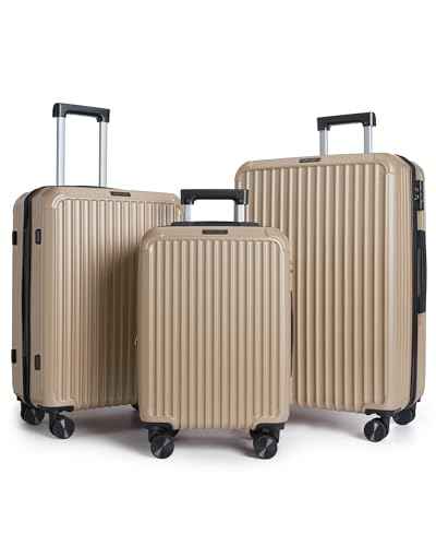 3 Piece Luggage Sets With Spinner Wheels Hardshell TSA Lock