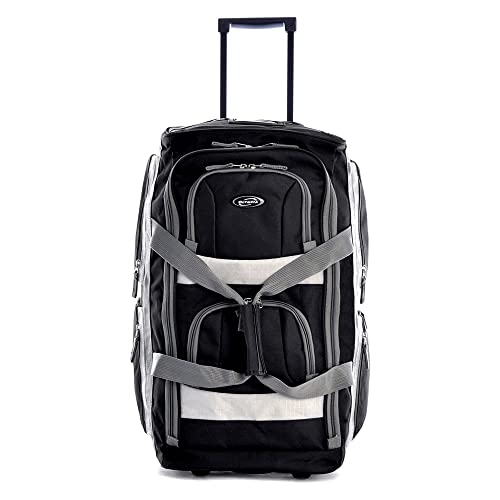 29 inch Jumbo Size 8 Pockets Wheeled Rolling Duffel Bag Water Resistant Luggage Lightweight Travel Suitcase with Retractable Handle