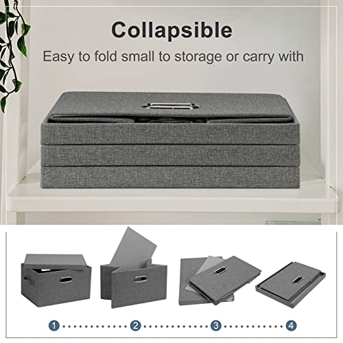 Medium 15" 21 Quart Collapsible Stackable Storage Bins with Lids (3 Count)