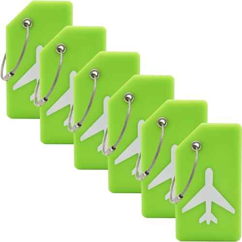 6 Pack Silicone Luggage Tag for Suitcases with Stainless Loop (6 Count)