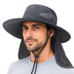 Sun Bucket Hats for Men Women Fishing Hat with Neck Flap Darkgray