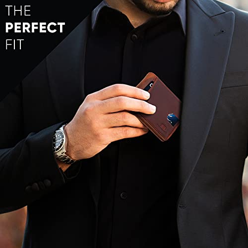 RFID Blocking Slim Bifold Genuine Leather Thin Minimalist Front Pocket Wallets for Men Billfold Wallet Men Gift
