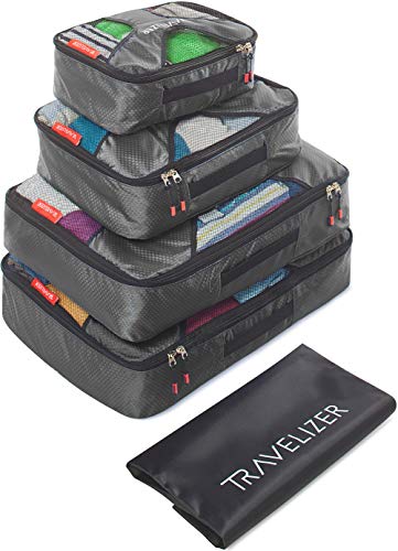 Grey Travel Packing Cubes 5 pcs Luggage Organizer Set for Bag & Suitcase