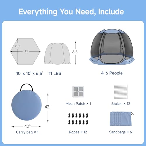 10'x10' Pop Up Screen House Tent