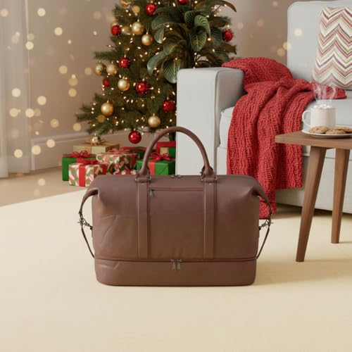 Leather Travel Bag with Shoe Pouch