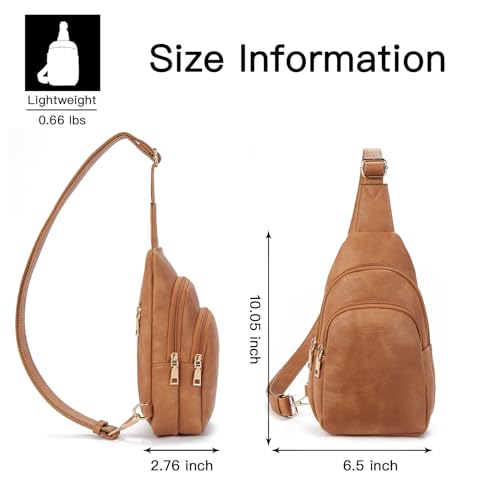 Crossbody Bags for Women Leather Sling Bag for Woman Travel Camel Brown