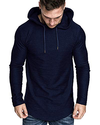 Mens Fashion Athletic Hoodies Sport Sweatshirt Solid Color Fleece Pullover Navy 3X