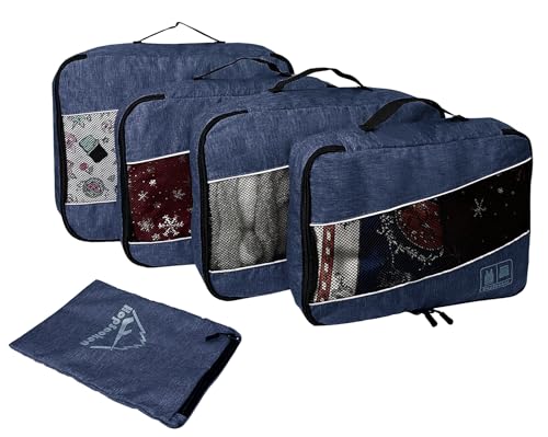 5 Set Packing Cubes for Travel Large Suitcase Luggage Organizer Bags Travel Accessories Vacation 4 Cubes 1 Laundry Pouch Bag (5 Count)
