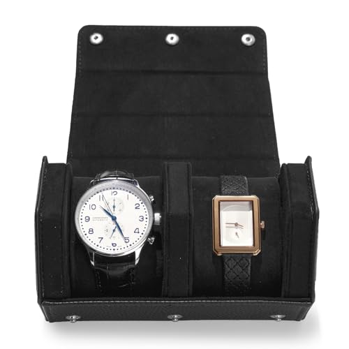 2 Slot Watch Box Black Hexagonal