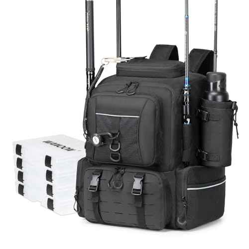 Fishing Backpack 45L with 4 Tackle Boxes