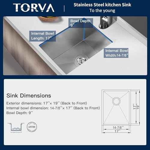 17 x 19 Inch Undermount Kitchen Sink