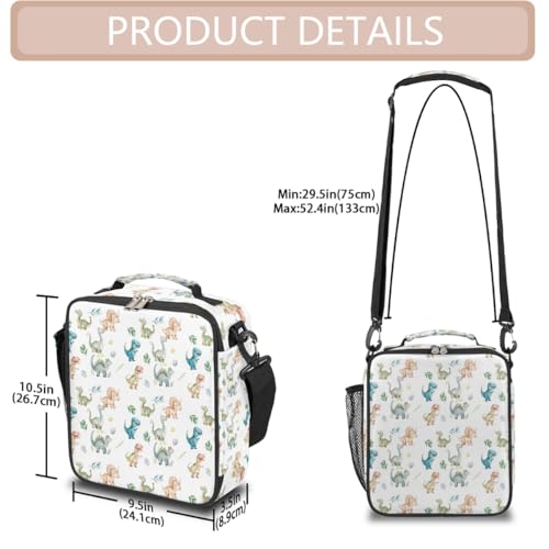 Dinosaur Animal Kids Lunch Box for Girls Boys Reusable Insulated Lunch Bag for Kids Toddler Thermal Cooler Spacious Lunchbox with Shoulder Strap Lunchbag for School Work Picnic (A11:Dinosaur)