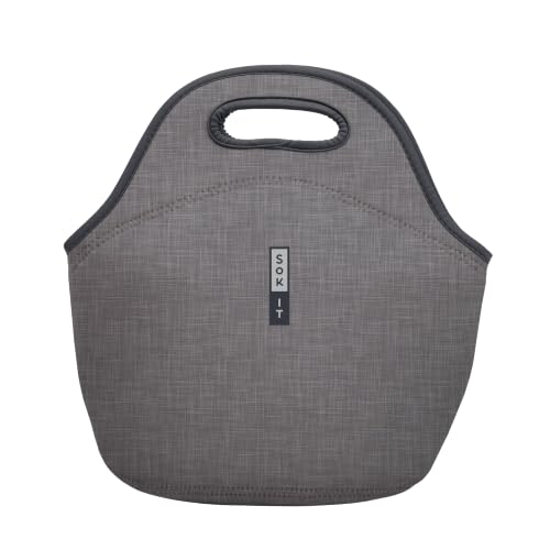 LunchTote Zippered Bag Insulated Neoprene Caddy (Anthracite / Large 4.5 Quart Lunch Tote)