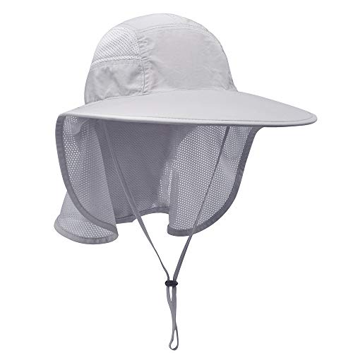 Unisex Outdoor Activities UV Protecting Sun Hats with Neck Flap Grey