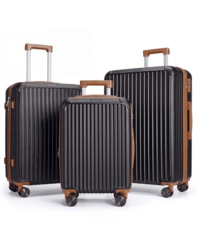 3 Pieces Luggage Sets with Spinner Wheels Hardshell TSA Lock