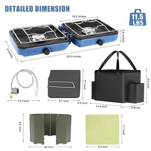 2 Burners Camping Stove with Windscreen for Camping