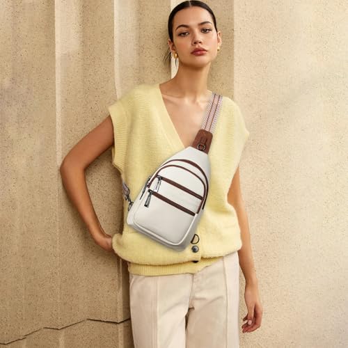 Sling Bag for Women Crossbody Bags Fanny Pack Sling Purse Backpack Vegan Leather Shoulder Bag Gifts Travel Handbag Anti Theft Beige