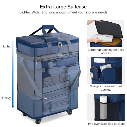 Expandable Collapsible Luggage with Wheels Suitcase Luggage Rolling Travel Bag Duffel Bag for Men Women Lightweight Suitcase Large Capacity with Spinner Wheel