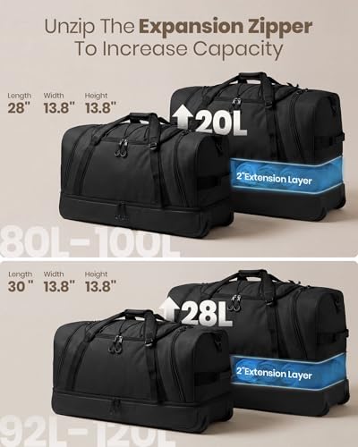 100L Rolling Duffle Bag with Wheels