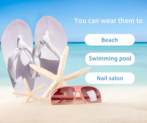 Flip Flops for Women Arch Support Summer Pool Sandals White Size 7.5