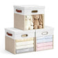 13x13 Inch Ultra Thick Fabric Storage Bins with Lids & Windows (3 Count)