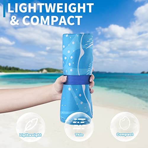Microfiber Beach Towel Oversized 71x32 Blue Black with Bag 2 Pack (2 Count)