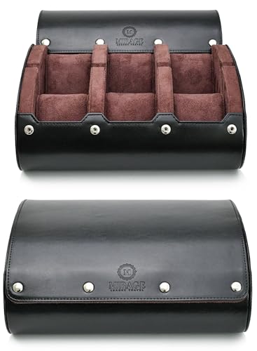 Watch Travel Case for Men Watch Roll for Travel Organizer and Display Watch Case Leather Jade Black Leather (2 Count)