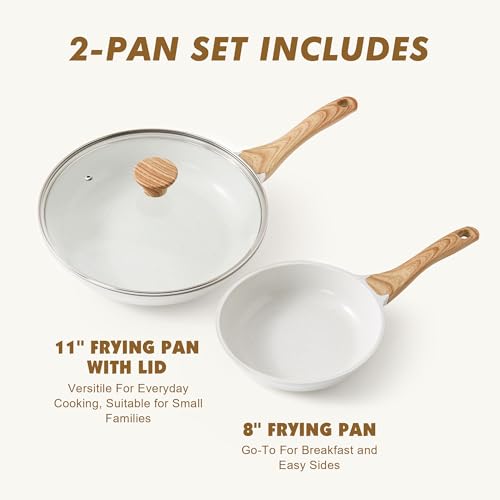 Ceramic Nonstick Frying Pan Skillets (2 Count)