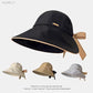 HUALBO Wide Brim Hats for Woman Foldable Hats Sun Hats for Women uv Protection Bowknot Bucket hat Adjustable hat with Ponytail Hole Black