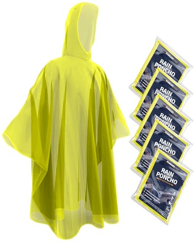 Disposable Rain Ponchos for Adults (5 Count)