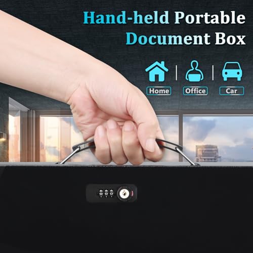 Fire Resistant Document Lock Box Safe Dual Key & Combo