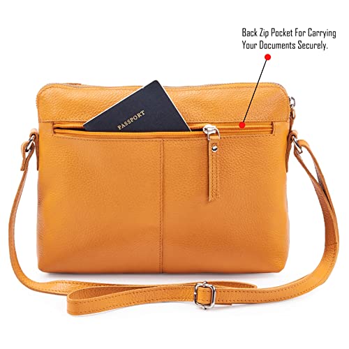 Leather Crossbody Bags for Women Small Soft Genuine Pebbled Sling Shoulder Handbag Crossover Purse with Full Adjustable Strap