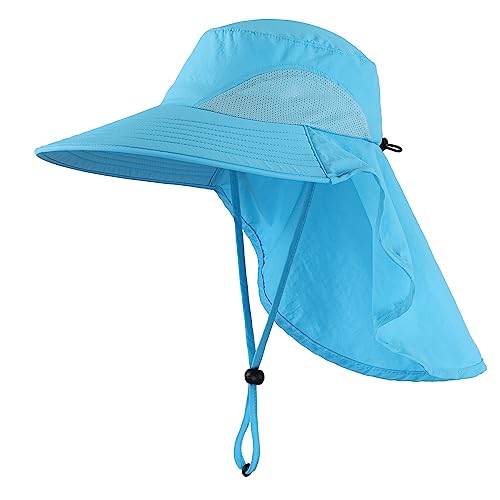 Outdoor UPF50+ Sun Hat Wide Brim Mesh Fishing Hat with Neck Flap