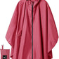 Adult Rain Poncho Waterproof Hooded Zipper Raincoat with Pockets