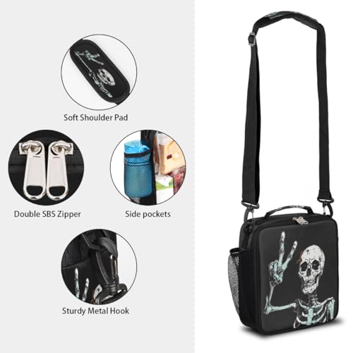 Suger Skull Halloween Kids Lunch Box for Girls Boys Reusable Insulated Lunch Bag for Kids Toddler Thermal Cooler Spacious Lunchbox with Shoulder Strap Lunchbag for School Work Picnic (print 17)