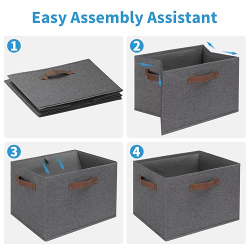 Large Fabric Storage Bins with 3 Handles