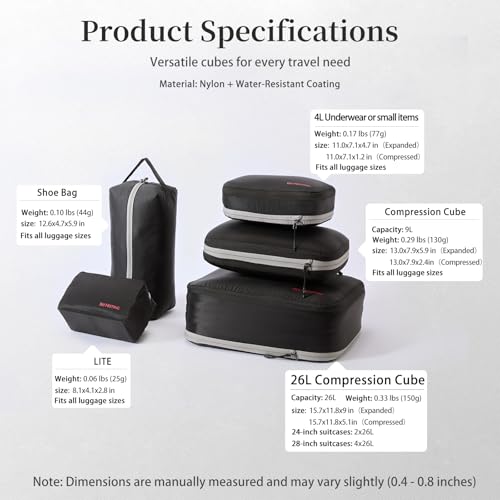 BeeNesting Waterproof Compression Packing Cubes sets